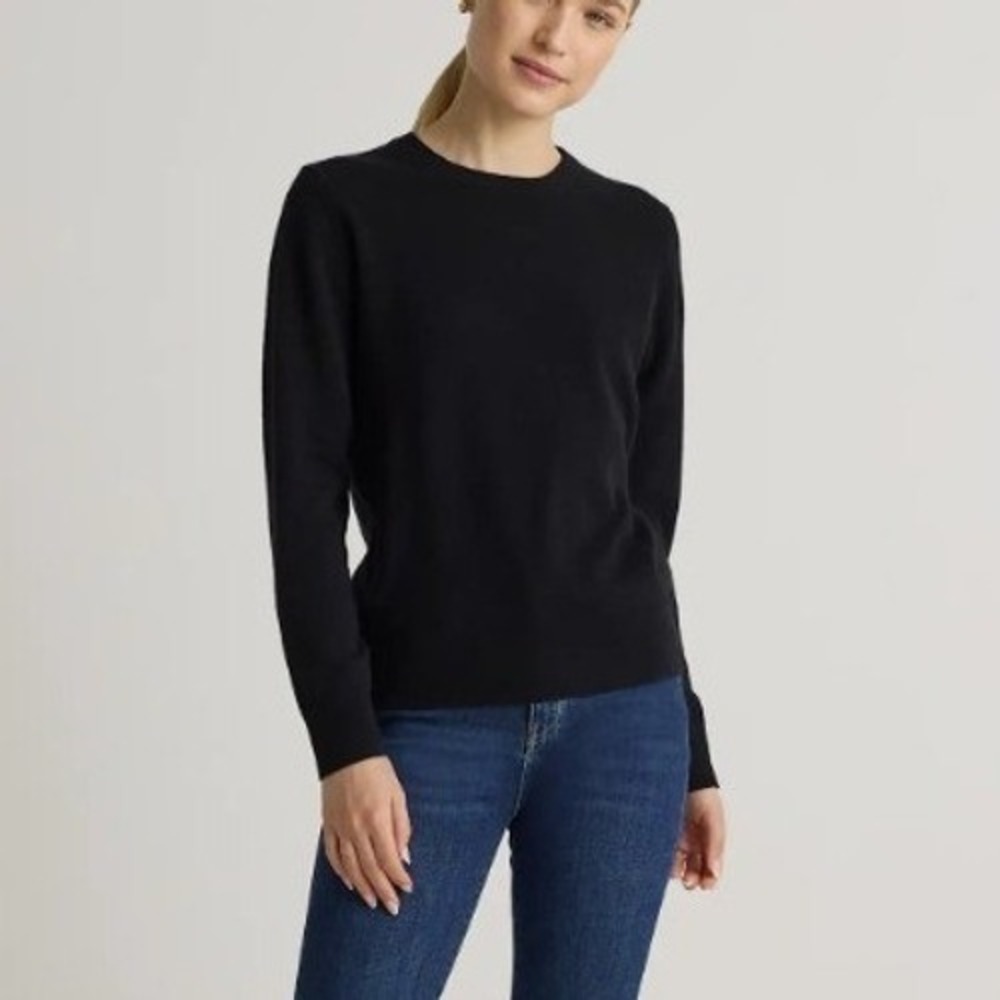 NEW Quince Mongolian Cashmere Crewneck Sweater Women S Black Pullover Classic